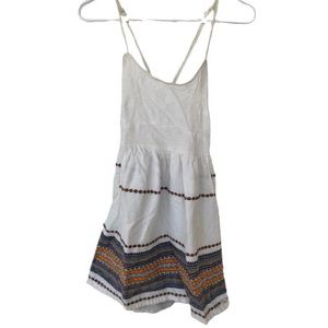 Billabong White Linen Dress Multicolor Embroidery